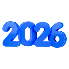 3D Render of the Year 2026 in Blue, Celebrating the Future