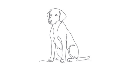 Minimalist Line Drawing of a Sitting Dachshund Dog with a Relaxed Expression and Long Body