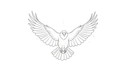 Fototapeta premium Elegant Line Drawing of a Bird with Outstretched Wings in a Minimalist Style for Art and