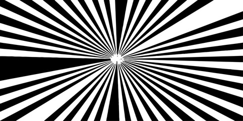 Obraz premium Black and white sunburst design background with radial stripes pattern. Abstract radial burst pattern isolated on transparent background.