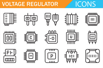 Power management and electronic circuit regulator outline symbols