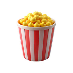 3D Popcorn Icon in Classic Red Cinema Bucket &ndash; Vector Illustration