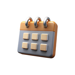 High-Detail 3D Orange Desk Calendar with Silver Spiral Rings on a Clean White Background