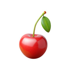 3D Cherry Fruit Icon &ndash; High-Quality AI-Generated Illustration of a Realistic Cherry Isolated on a Transparent Background