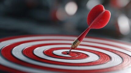 Dart hitting bullseye on target