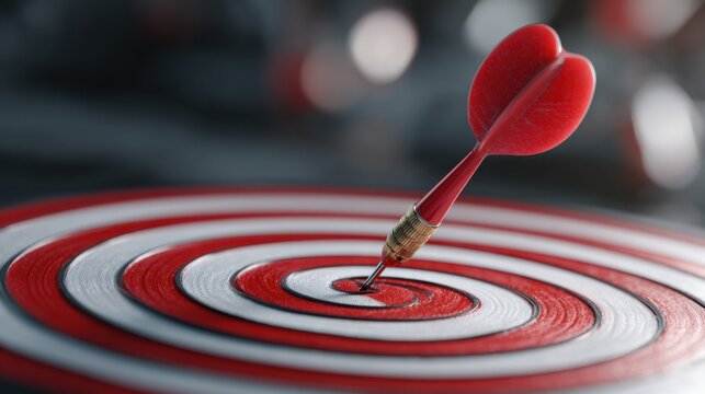 Dart hitting bullseye on target