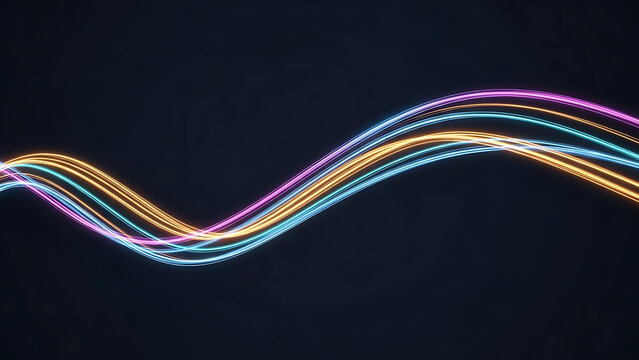 Abstract flowing light trails in vibrant colors against a dark background