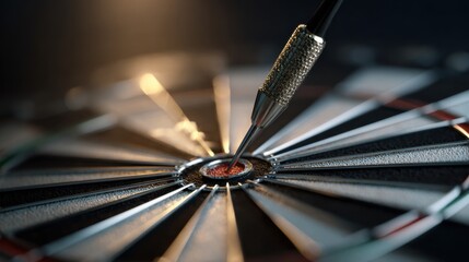 Precision dart hitting bullseye target
