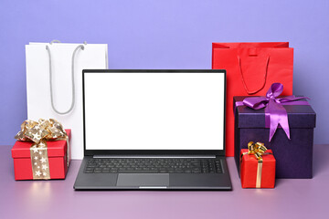 Ordering gifts online. Concept