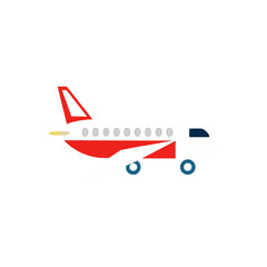Illustration of a red and white passenger airplane on transparent background