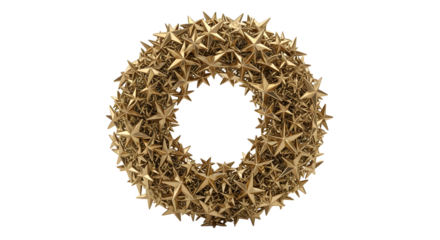 A festive golden star wreath sparkles with holiday cheer and elegant design.