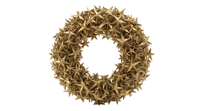 A festive golden star wreath sparkles with holiday cheer and elegant design.