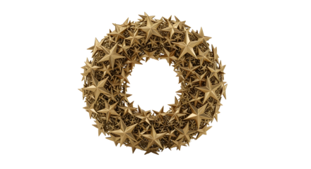 A dazzling wreath crafted from numerous golden stars, shimmering with festive elegance.
