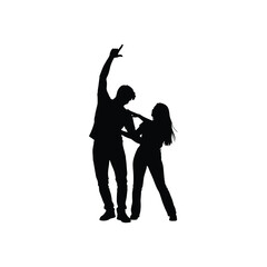 Naklejka premium Dynamic duo dancing silhouette