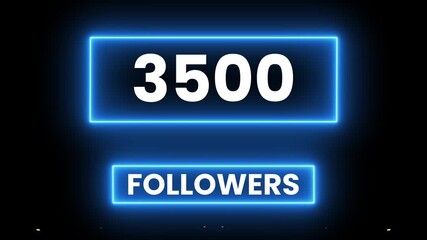 Thank you 3500 followers congratulation animation isolated on black background