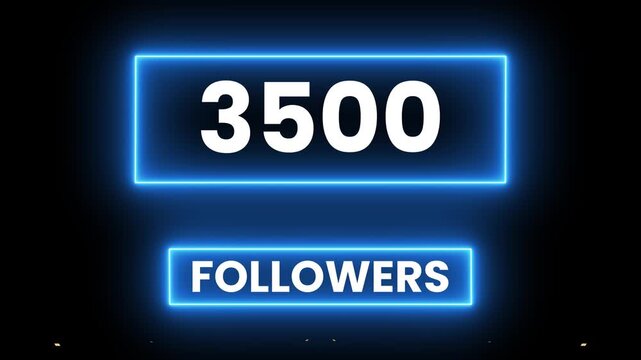 Thank you 3500 followers congratulation animation isolated on black background