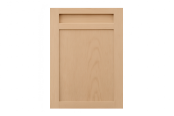 Natural wood grain cabinet door, modern design, isolated on transparent background.