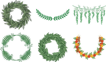 Festive christmas garland collection isolated on transparent background, perfect for adding a touch of holiday cheer to your designs