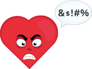 vector illustration emoticon character face fox animal, with a speech bubble and insult text