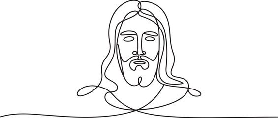 continuous line drawing of Jesus Drawing simple lines. one line Icon drawing