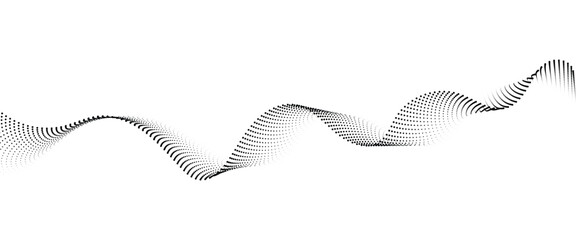 Flowing Dot Wave halftone gradient pattern on transparent background	
