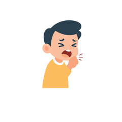 Child Coughing Illustration – Sick Boy Cartoon Vector