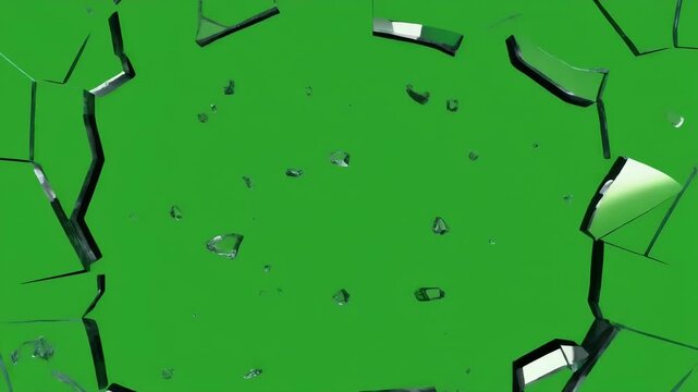 A web development asset featuring a cracked glass effect against a green screen background.
