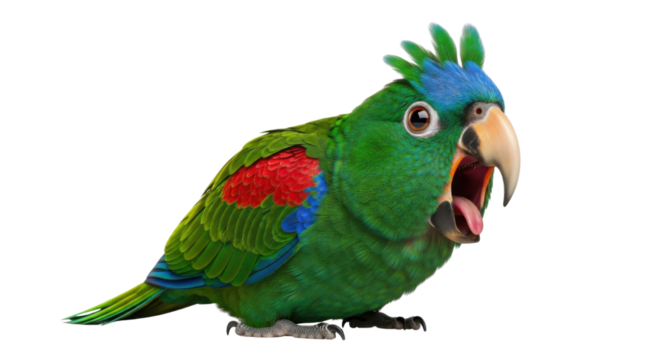 Cute colorful parrot with open beak isolated PNG with Transparent Background