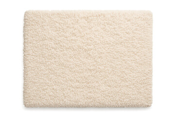 Fototapeta premium Fluffy cream faux shearling fabric texture, soft and cozy, transparent isolated.