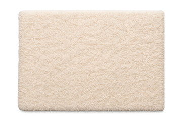 Creamy fluffy sheepskin rug texture isolated on transparent background, soft