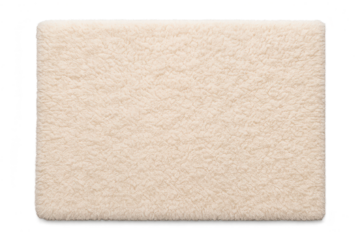 Creamy fluffy sheepskin rug texture isolated on transparent background, soft