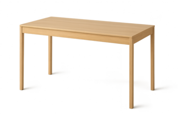 Wooden table isolated on transparent background, studio shot, simple design