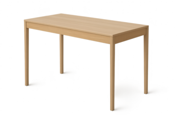 Isolated wooden table with transparent background, studio shot, cut out design