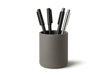 Fototapeta premium Pens in a desk tidy isolated on transparent background, studio shot, minimal