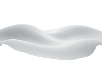 Abstract sculptural rolling snowdrifts with pristine texture and soft undulations floating against a transparent infinity studio background with abundant copy space, concept of winter purity and