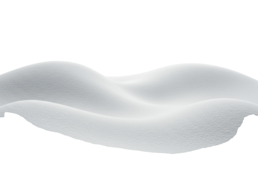Abstract sculptural rolling snowdrifts with pristine texture and soft undulations floating against a transparent infinity studio background with abundant copy space, concept of winter purity and - Powered by Adobe
