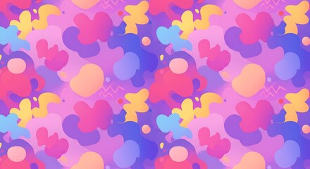 Vibrant Abstract Pattern with Colorful Organic Shapes and Playful Dots.