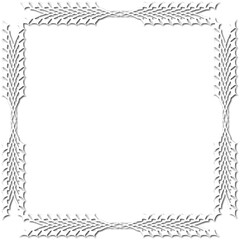 Vintage white decorative frame in Gothic style - elegant white frame on transparent background, PNG, 300 DPI