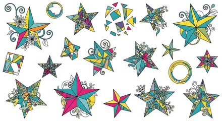Vibrant Abstract Star Collection - Artistic Designs and Geometric Patterns.