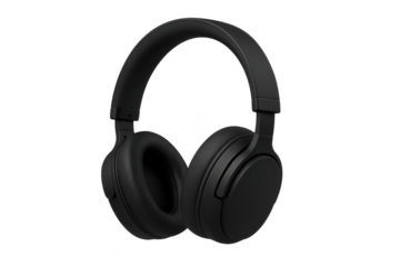 Over-ear wireless headphones isolated on transparent backdrop, modern design