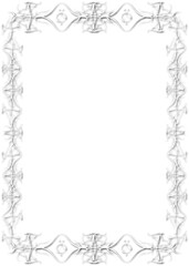 Vintage white decorative frame in Gothic style - elegant white frame on transparent background, PNG, 300 DPI