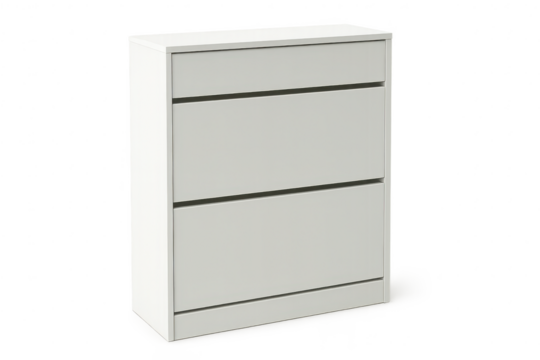White chest of drawers isolated on transparent background, minimalist design
