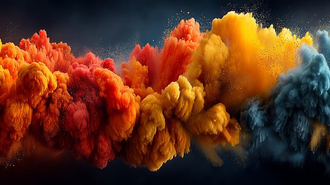 Vibrant colorful smoke plumes creating an abstract dynamic background.