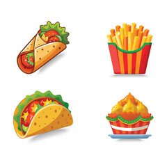 Assortment of delicious fast food items in a collage