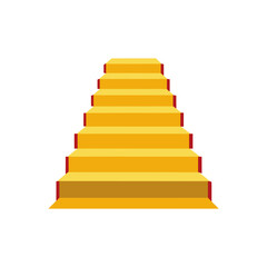 Illustration of a yellow staircase with red accents on transparent background