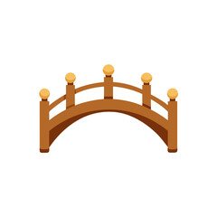 Illustration of a small decorative wooden bridge on transparent background