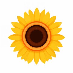 Bright yellow sunflower blossom flat design illustration icon