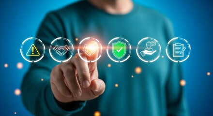 Digital safety and compliance concept with interactive icons