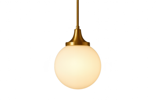 Elegant pendant light with a transparent background, isolated and stylish