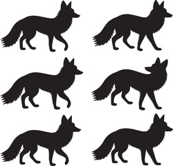 Seamless Pattern of Black Fox Silhouettes Vector Illustration